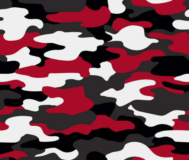 illustrations, cliparts, dessins animés et icônes de camouflage motif sans couture. fond militaire abstrait ou camouflage de chasse. impression classique de camouflage de type vêtement. camouflage des couleurs rouges et noires - camouflage ukraine