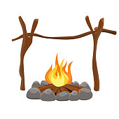 Beautiful vector design illustration of camp fire isolated on white background