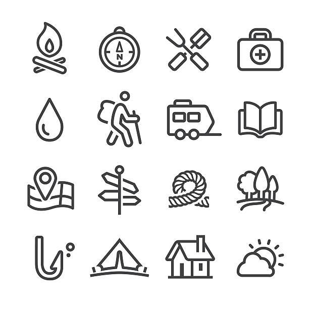 Camping and Outdoor Icons - Line Series View All: river clipart stock illustrations
