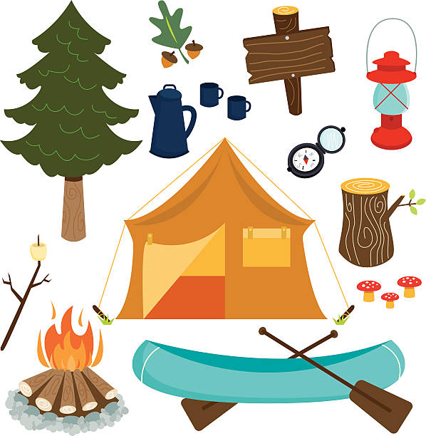 Camping Essentials Everything you need for your next camping trip. Download contains Illustrator CS6 ai, Illustrator 10.0 eps, and high res jpeg. kathrynsk stock illustrations