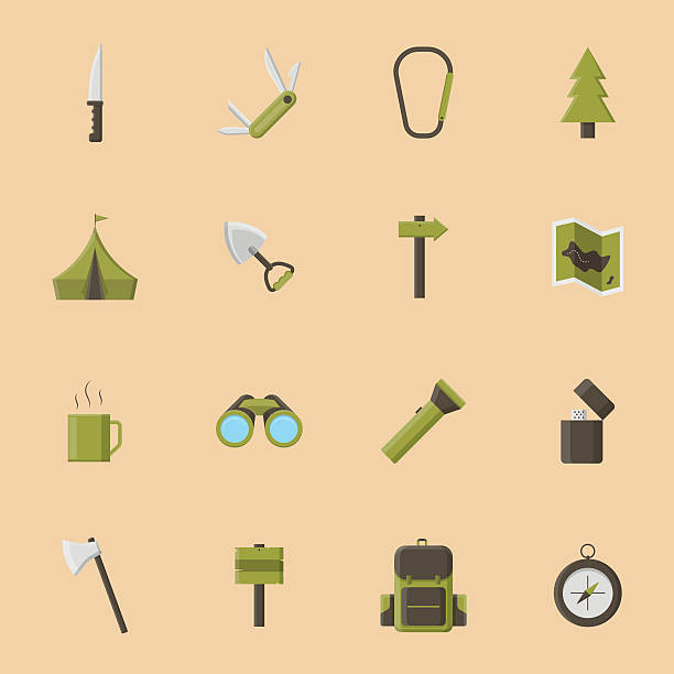 camping icon vector set