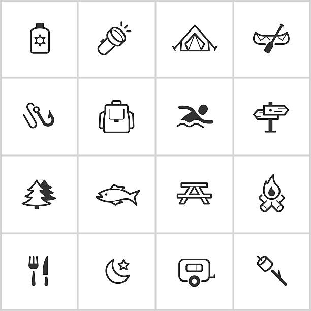 camping icons — inky series - 州立公園 幅插畫檔、美工圖案、卡通及圖標