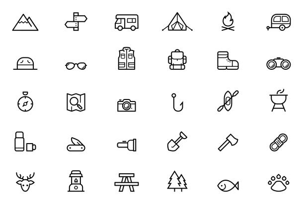 Camping Icons Camping Icons adventure icons stock illustrations