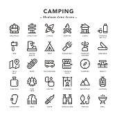Camping - Medium Line Icons - Vector EPS 10 File, Pixel Perfect 30 Icons.