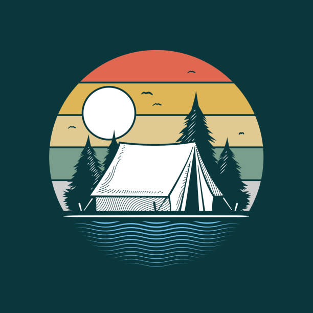 bildbanksillustrationer, clip art samt tecknat material och ikoner med camping natur - camping tent