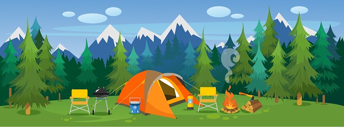 Camping travelling picturesque landscape