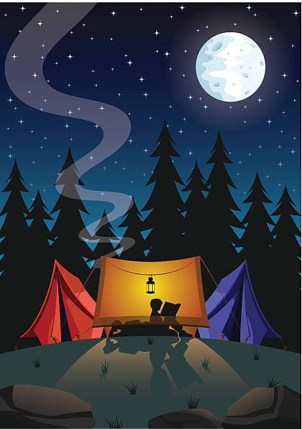 bildbanksillustrationer, clip art samt tecknat material och ikoner med camping - läsa sommar
