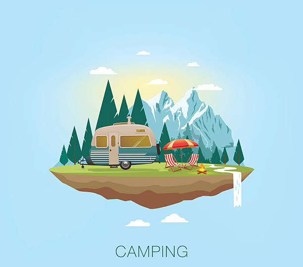 stockillustraties, clipart, cartoons en iconen met camping - klimbos