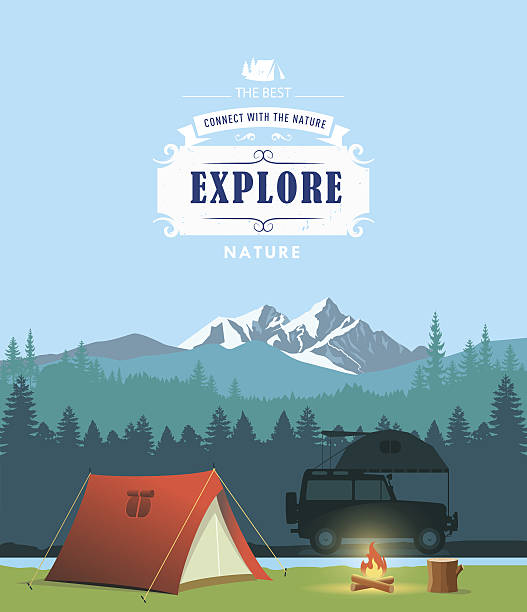 campsite  - 텐트 일러스트 stock illustrations