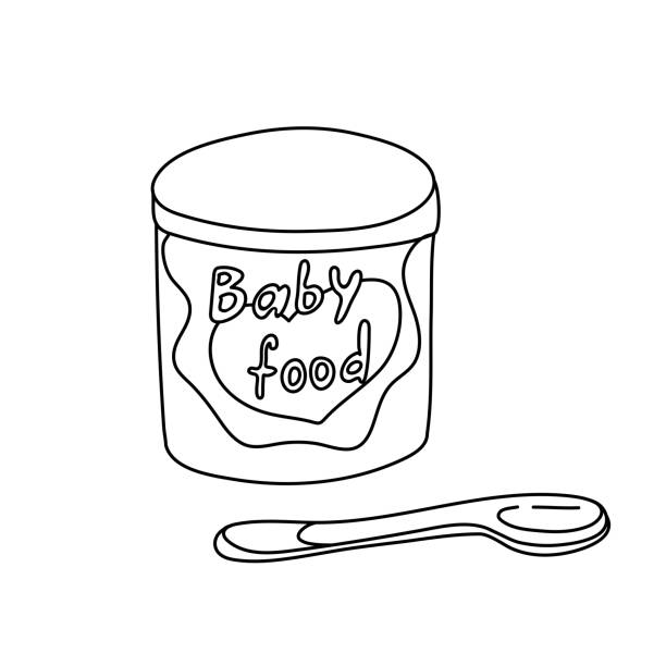 bebek formülü doodle ile can. - baby formula stock illustrations