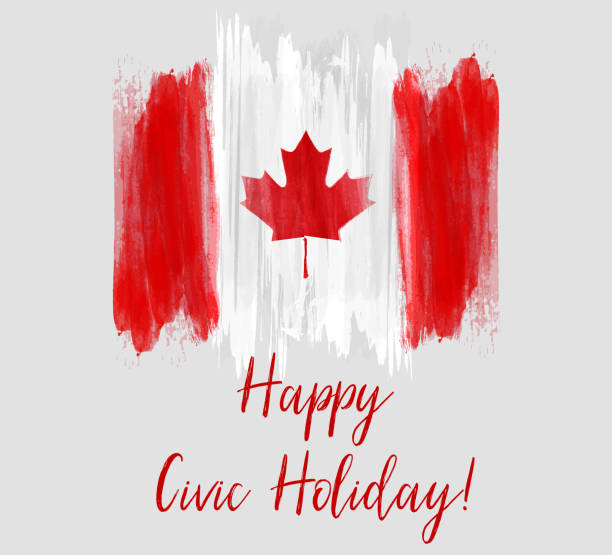 Canada Happy Civic holiday Canada Happy Civic holiday. Abstract grunge brushed Canada flag. city break stock illustrations