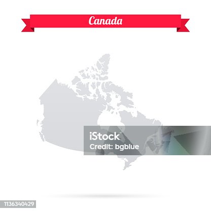 istock Canada map on white background with red banner 1136340429