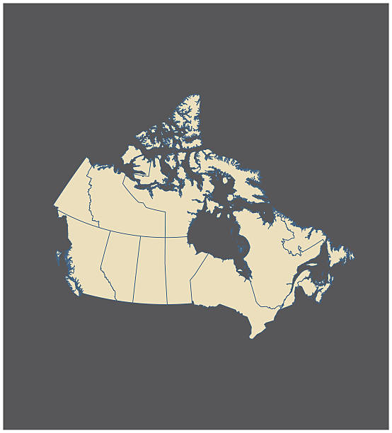 stockillustraties, clipart, cartoons en iconen met canada map outline vector in gray background - labrador