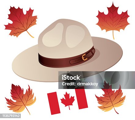 istock Canada Police Hat and Maple leaf 1135793142