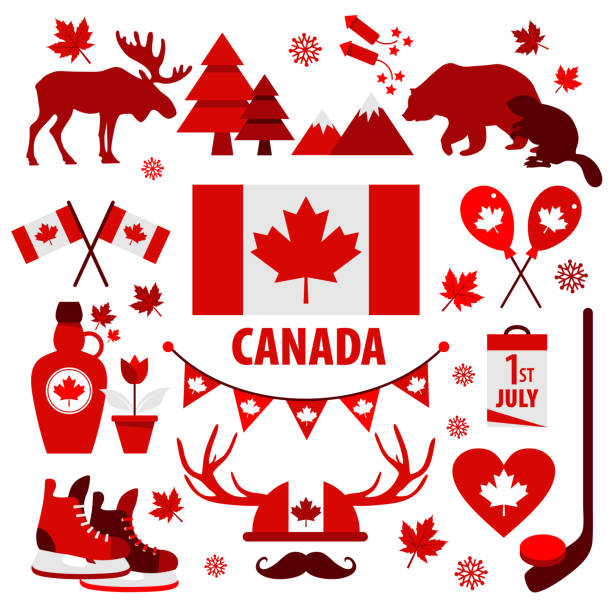 Canada sign and symbol, Info-graphic elements flat icons set. Canada sign and symbol, Info-graphic elements flat icons. canada illustrations stock illustrations
