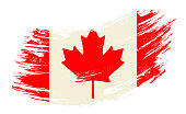 Canadian flag brush stroke grunge background. Vector illustration.