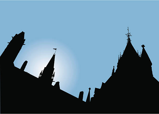 Canadian Parliament Silhouette Silhouette of the Canadian Parliament building in Ottawa. canadian culture illustrations stock illustrations