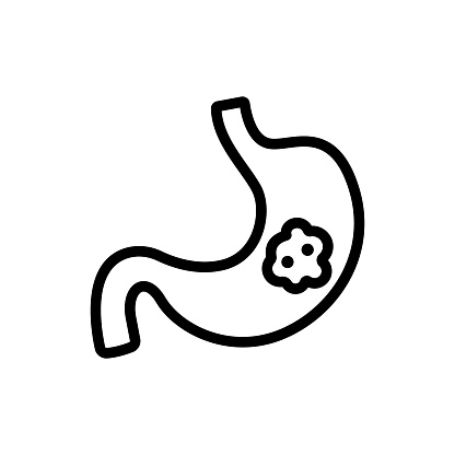 cancer, stomach icon vector. Thin line sign. Isolated contour symbol illustration