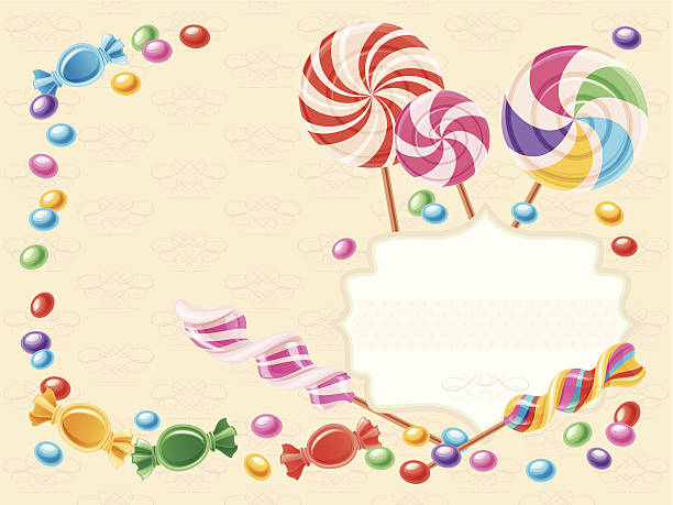 Candy Background (Horizontal) Candy Background  with copy space on elegant beige background (Horizontal). Vector. candy borders stock illustrations