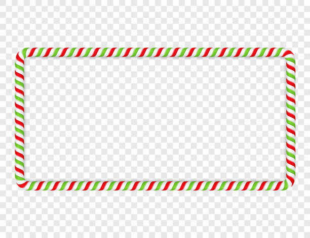 Candy Cane Frame Horizontal frame made of red and green candy cane, vector eps10 illustration candy borders stock illustrations