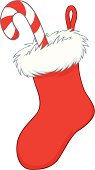 Vector illustration of a Christmas stocking isolated on white background
