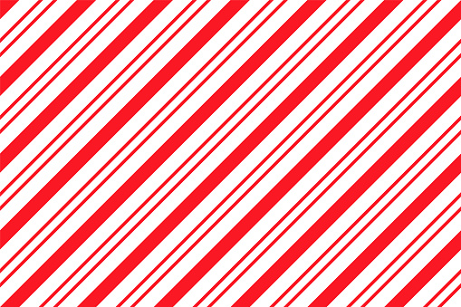 Candy cane striped pattern. Seamless Christmas red background. Vector. Peppermint wrapping texture. Cute caramel package print. Xmas holiday diagonal lines. Abstract geometric illustration.