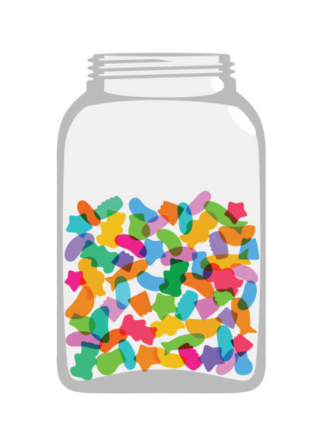 Candy Sweet Jar Colourful overlapping silhouettes of sweetsin jar. EPS10 file, best in RGB, CS5 versions in zip candy silhouettes stock illustrations