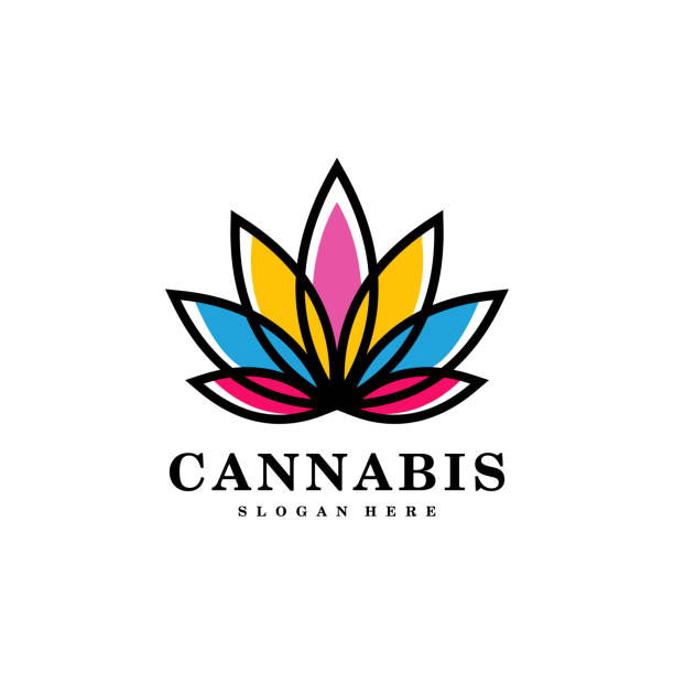 Cannabis marijuana leaf logo vector cannabinol stock illustrations