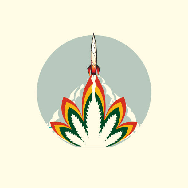 Cannabis Rocket Launch vector art illustration
