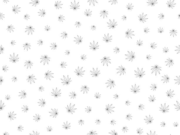 каннабис бесшовные картины. марихуана цветочный узор. плоский лист овсяной конопли, монохромный черный и йоту. элемент дизайна марихуаны б� - cannabis stock illustrations