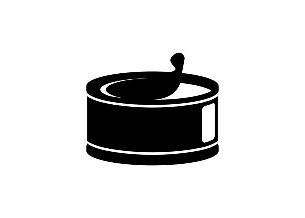 Canned food. Simple illustration in black and white simple black and white illustration of canned food corned beef stock illustrations