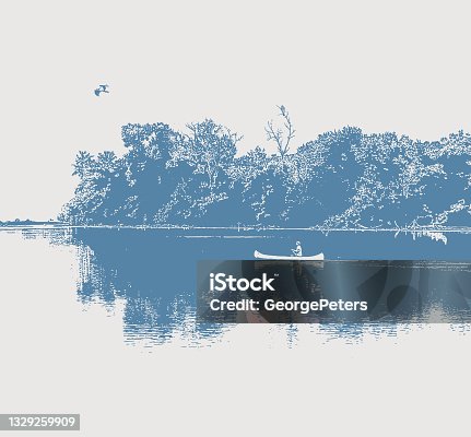 istock Canoeing on a tranquil lake with Osprey 1329259909