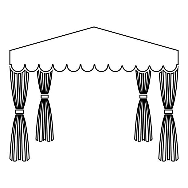 Canopy Pop up tent Commercial pavilion Awning for rest Marquee Chuppah icon outline black color vector illustration flat style image Canopy Pop up tent Commercial pavilion Awning for rest Marquee Chuppah icon outline black color vector illustration flat style simple image chupah stock illustrations