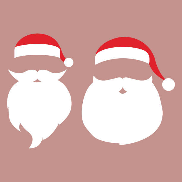 kappe und schnurrbart mit einem bart des weihnachtsmannes auf einem weißen staatlich - nikolaus stiefel stock-grafiken, -clipart, -cartoons und -symbole