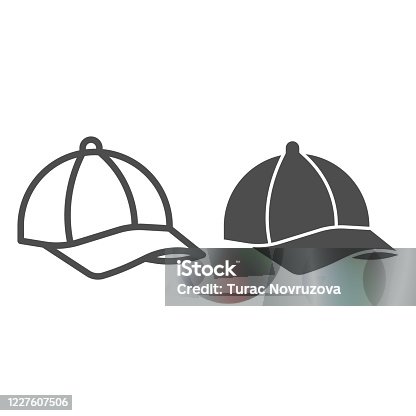 istock Cap line and solid icon, Summer concept, Baseball cap sign on white background, sport hat icon in outline style for mobile concept and web design. Vector graphics. 1227607506