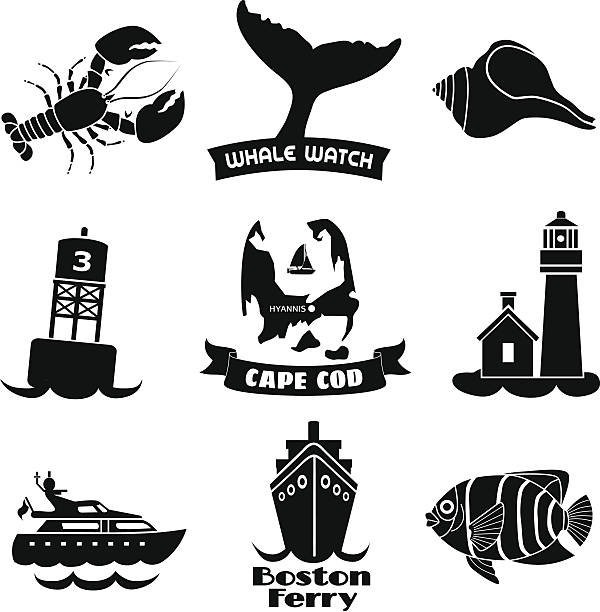 illustrations, cliparts, dessins animés et icônes de icônes de cape cod - bulots