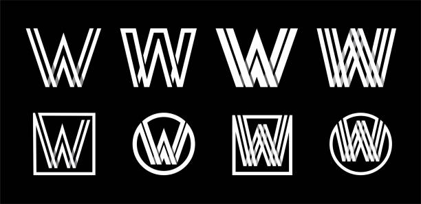 Capital letter W. Modern set for monograms, logos, emblems, initials. Made of white stripes Overlapping with shadows. Capital letter W. Modern set for monograms, logos, emblems, initials. Made of white stripes Overlapping with shadows letter w stock illustrations