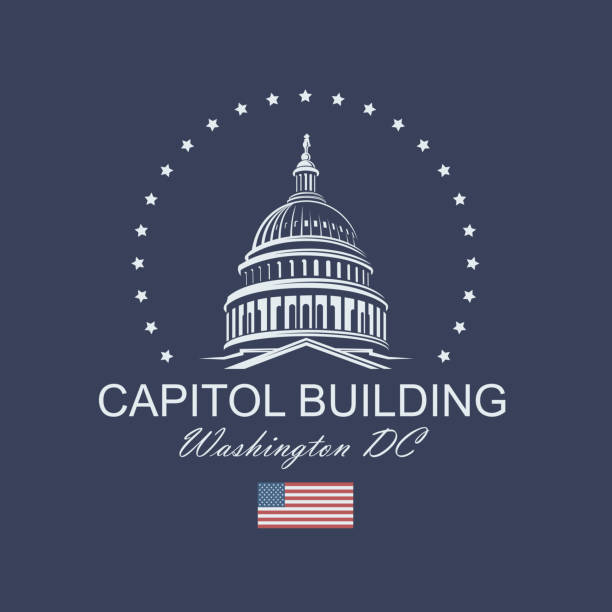 capitol building icon United States Capitol building icon in Washington DC isolated on white backgrpound washington dc stock illustrations
