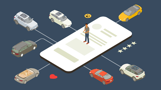 Car buying app illustration
