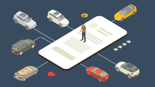 Car buying app illustration vector art illustration