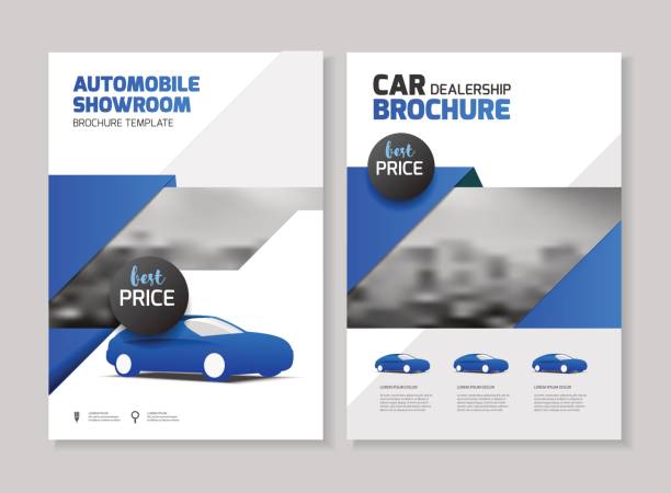 broszura dla dealerów samochodowych. salon samochodowy - car dealership stock illustrations