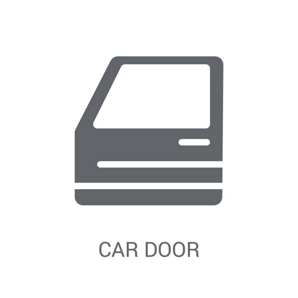 ilustraciones, imágenes clip art, dibujos animados e iconos de stock de icono de la puerta del coche. concepto de logo de puerta de coche de moda sobre fondo blanco de la colección de piezas de coches - open car door