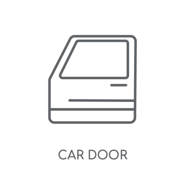 car door linear icon. Modern outline car door logo concept on white background from car parts collection car door linear icon. Modern outline car door logo concept on white background from car parts collection. Suitable for use on web apps, mobile apps and print media. open car door stock illustrations