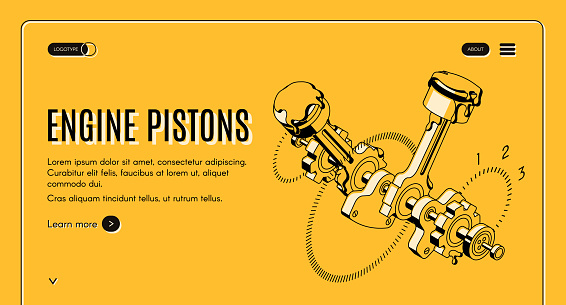 Car engine pistons repair shop vector website