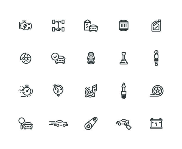 Car Features Icon Set - Thick Line Series Car Features Icon Set - Thick Line Series used car sale stock illustrations