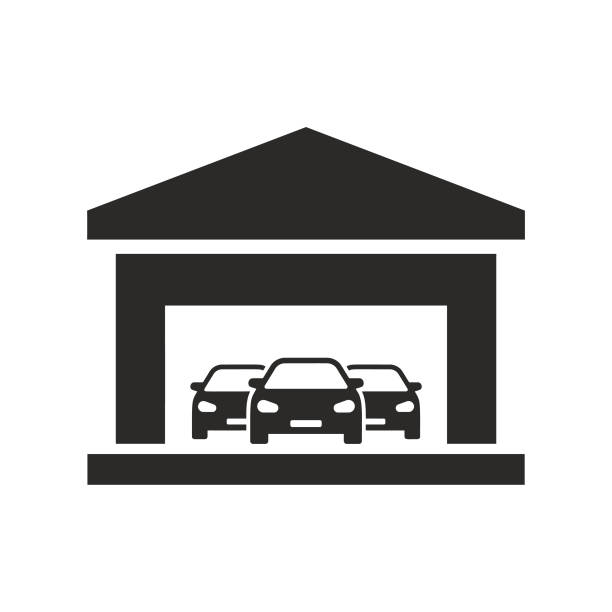 araç garaj simgesi kavramı. araba tamir mağazası vektör simgesi. - car dealership stock illustrations