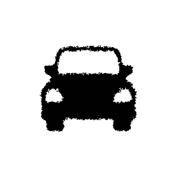 stockillustraties, clipart, cartoons en iconen met car icon. black grunge silhouette. front view. vector simple flat graphic illustration. the isolated object on a white background. isolate. - front view old jeep