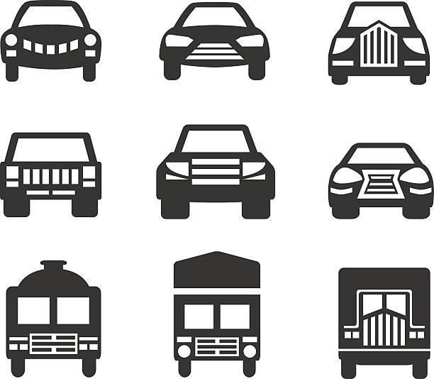 stockillustraties, clipart, cartoons en iconen met car icon set part two - front view old jeep