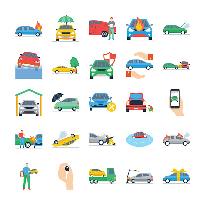 Car Insurance Flat Icons Pack