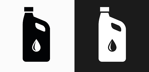 Car Oil Icon on Black and White Vector Backgrounds